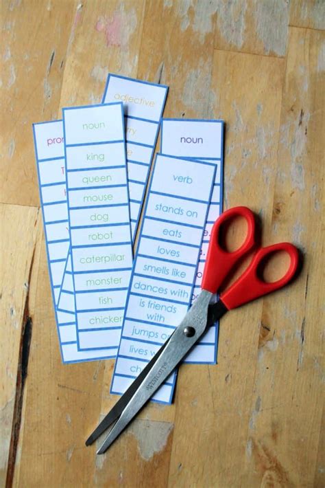 How to connect cabinet with other words to make correct english sentences. Writing silly sentences! Parts of a sentence printable ...