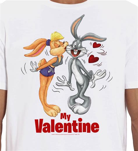 Looney Tunes Bugs Bunny And Lola My Valentines Kiss Men S White T Shirt Ebay