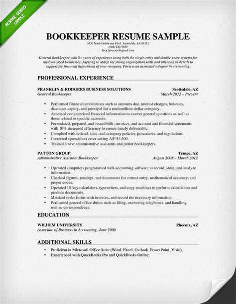 Bookkeeper Resume Sample And Guide Resume Genius