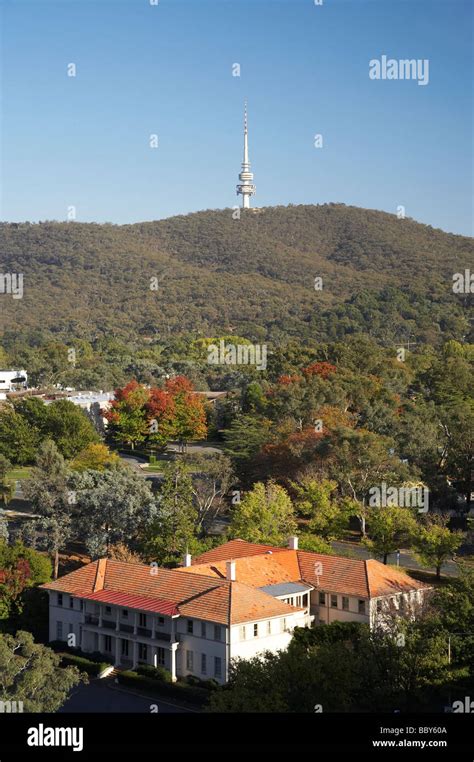 Australian National University Campus And Telstra Tower And Black