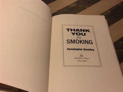 Thank You For Smoking By Christopher Buckley 1994 Hardcover Book