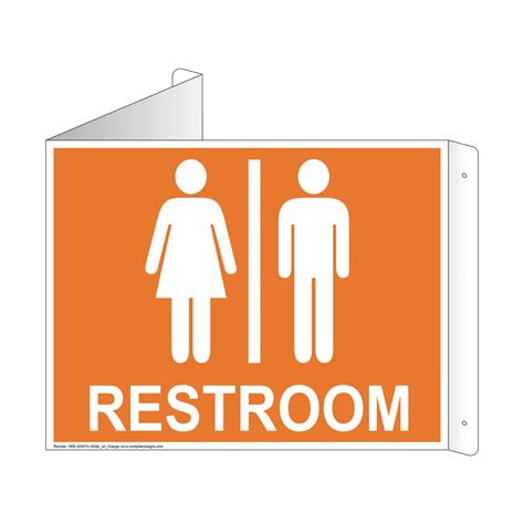 Restroom White On Orange Sign Rre 6990tri Whtonorng Restrooms