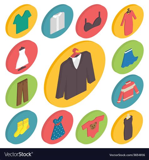 Clothing Icons 3d Isometric Royalty Free Vector Image