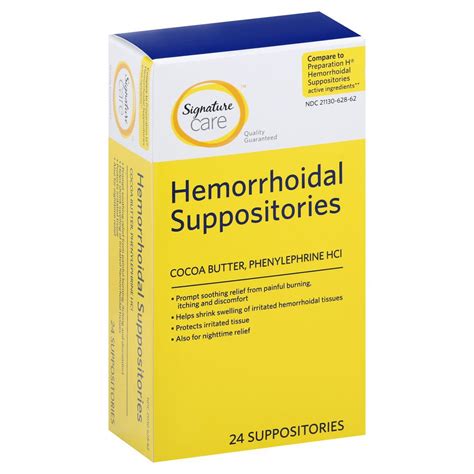 phenylephrine hci hemorrhoidal suppositories signature care 24 suppositories delivery