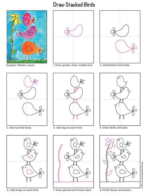 Draw Simple Birds · Art Projects For Kids Elementary Art Projects