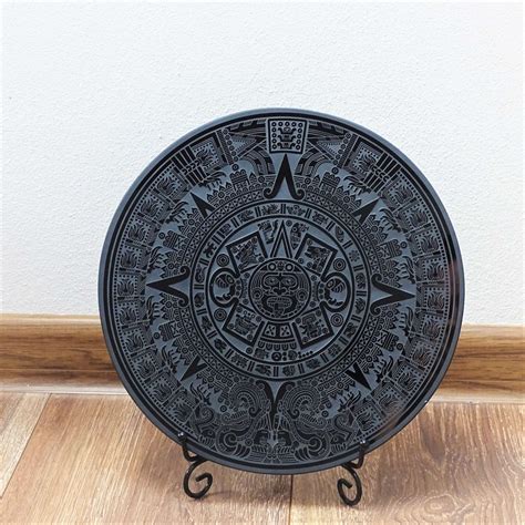 Obsidian Mirror Aztec Calendar 15cm Mexico