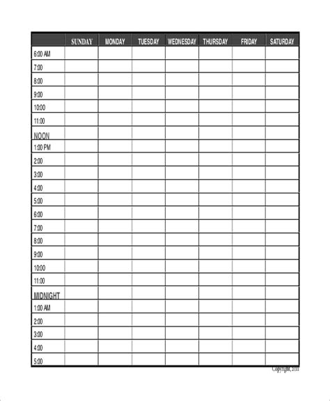 Printable 24 Hour Schedule Template Printable Templates Free