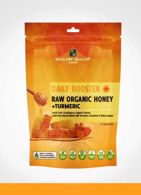 wealthy health daily booster raw organic honey turmeric beevitamins