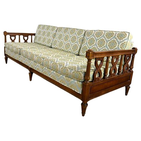 Vintage Mediterranean Spanish Revival Style Sofa Wood Details By