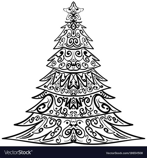 Download Zentangle christmas tree decorative doodle Vector Image