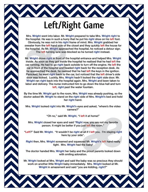 No one will know who will end up with the present until the very last second. Printable Shower Game: Left Right Game Instant Download ...