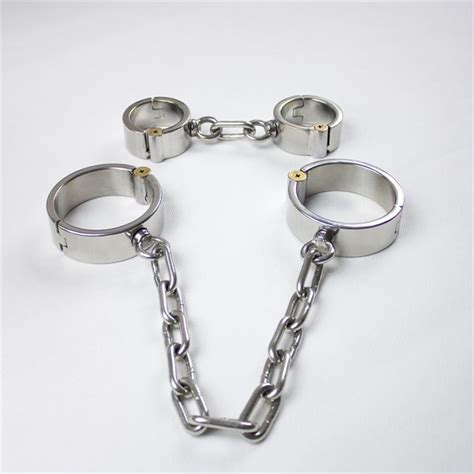 2pcsset Stainless Steel Bdsm Bdsm Bondage Kit Handcuffs For Sex Ankle Cuffs Slave Fetish Metal