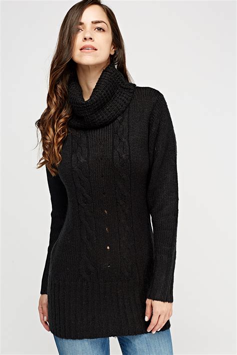 Cowl Neck Knitted Longline Jumper Just 7