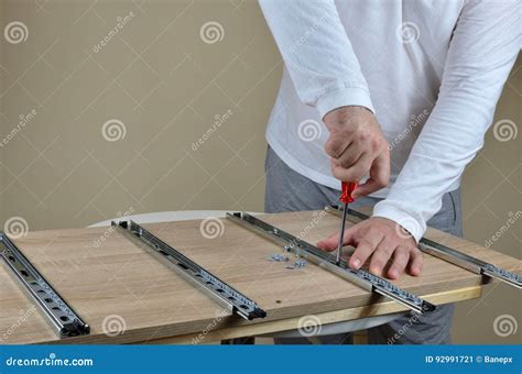Assembling Rails For Drawers Stock Image Image Of Install