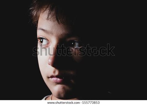 Sad Boy Dark Focused Light On 스톡 사진지금 편집 155773853