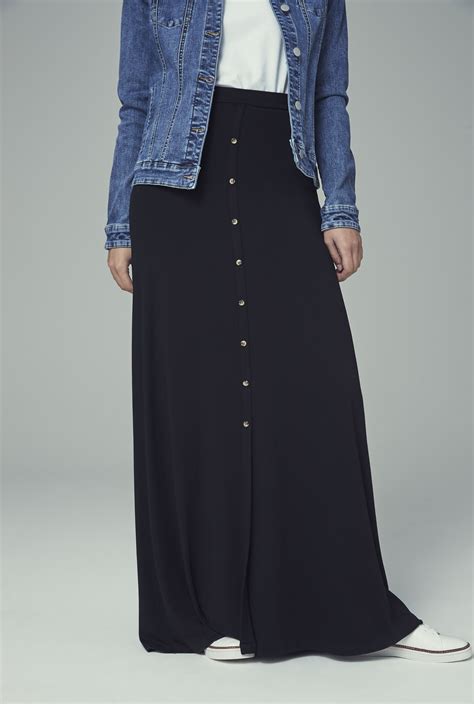 Button Front Jersey Maxi Skirt Long Tall Sally