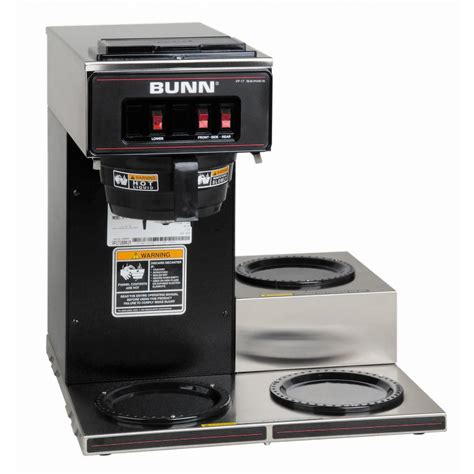 With a long history and line of coffee brewers they have plenty to choose from. Bunn VP17 Low Profile 192 oz. Commercial Coffee Brewer with 3 Lower Warmers in Black-13300.0013 ...
