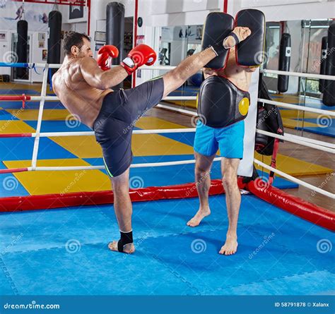 Kickbox Fighters Training In The Ring Stock Photo Image Of