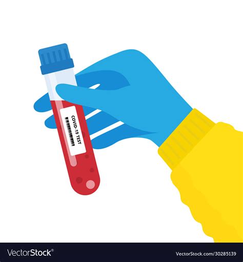 Hand Holds A Test Tube Containing A Blood Sample Vector Image