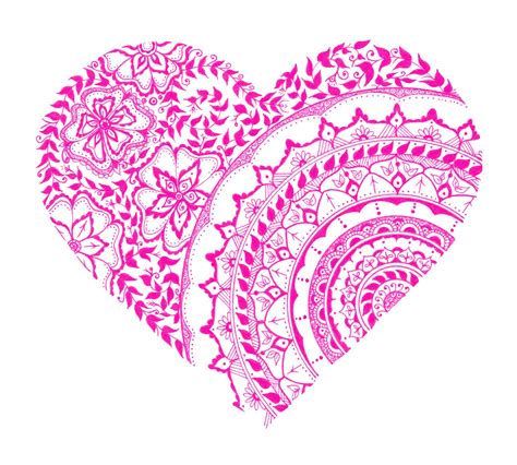 Printable Heart Mandala Illustration Instant Download Wall Art