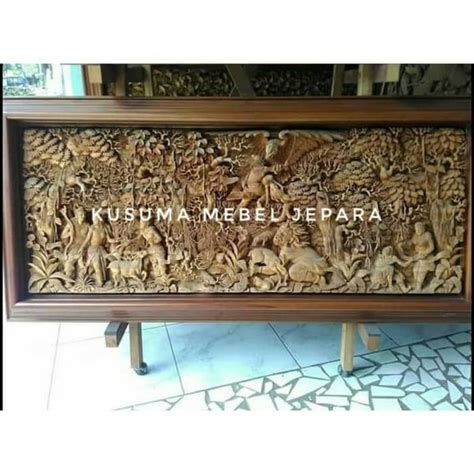 Jual Hiasan Dinding Ukir Relief 3 Dimensi Motif Ramayana Kayu Jati