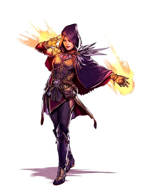 Female Human Fire Sorcerer Pathfinder Pfrpg Dnd Dandd D20 Fantasy Character Design Cartoon