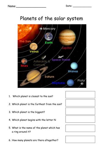 Simple Planets Worksheet By Tracey1981 Teaching