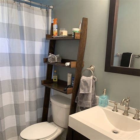 Therefore, where should i center the shelf — at the center of the wall, or centered above the toilet? Over the Toilet Ladder Shelf | Over the toilet ladder ...