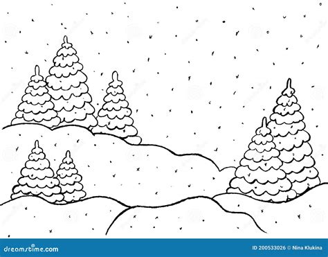 White Christmas Background With Snowy Fir Trees Stock Illustration