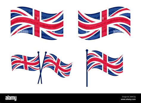 Icon Set Of United Kingdom Flag Flag Grunge Style Vector Illustration