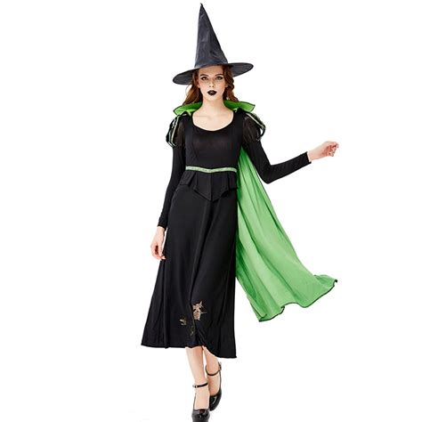 Gothic Black Witch Long Dress Bat Adult Halloween Cosplay