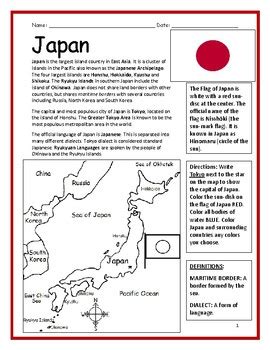 We've created this printable map of japan for you to label and color and customize. JAPAN - Printable handout with map and flag by Interactive Printables