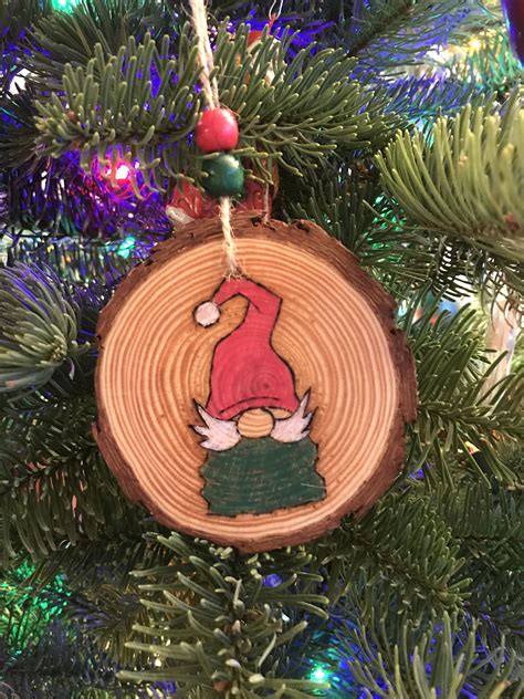 Christmas Gnome Wood Slice Ornament Etsy Diy Christmas Ornaments