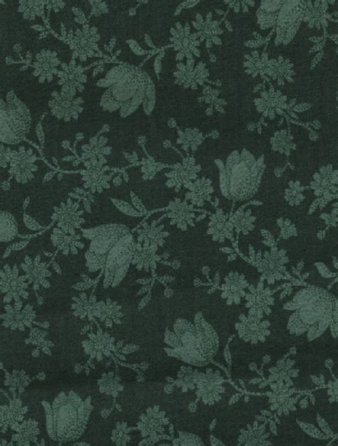 Cotton Fabric Greendark Green Floral Motif 44 X 1 Yard Etsy