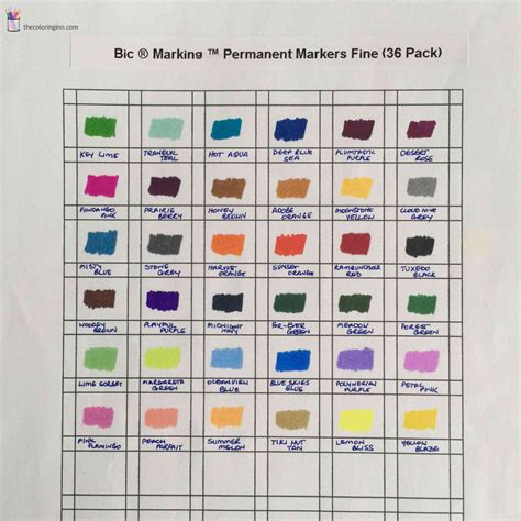 Bic Marking Fine Markers Color Chart Markers Marker Pen Sharpie Colors