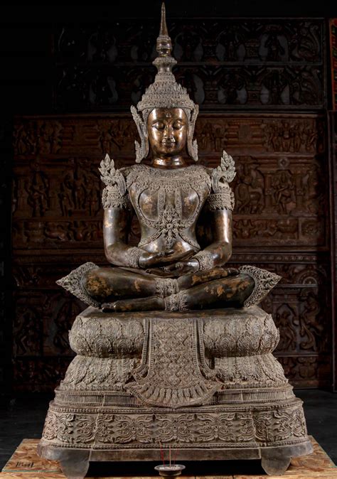 Brass Thai Royal Ayutthaya Style Meditating Buddha Statue Seated On