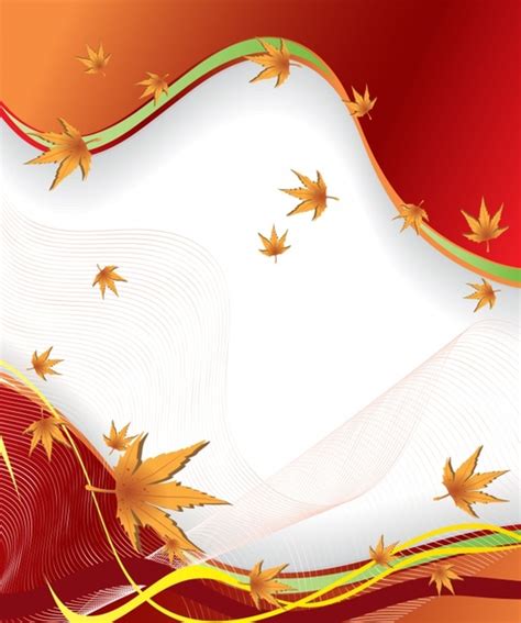Autumn Background Template Leaves Curves Motion Decor Vectors Graphic