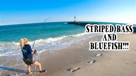 Striped Bass Bluefish Long Island Surf Fishing 2020 YouTube