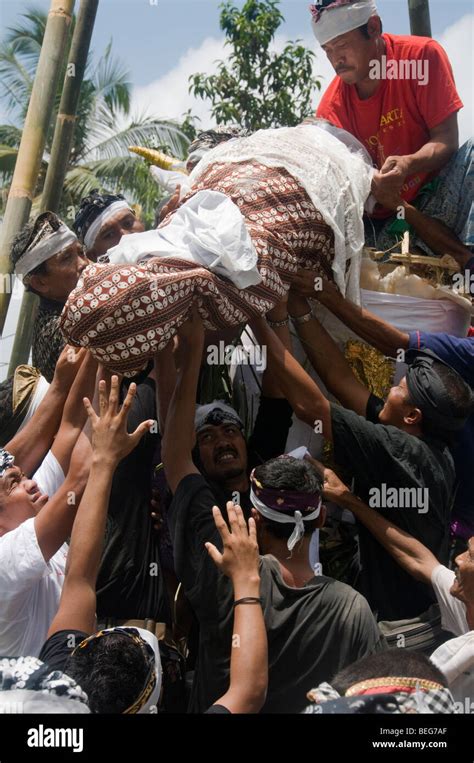 Traditional Funeral And Cremation Ceremony In Ubud In Bali Indonesia