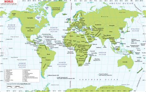 World Map With Latitude And Longitude Coordinates World Map With