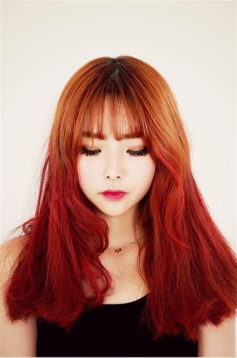Red Ombre Hair Red Ombre Hair Korean Hair Color Korean