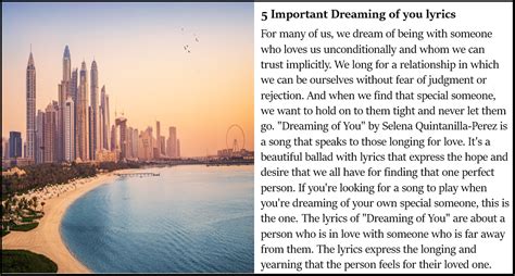 Dreaming Of You Lyrics 13 Years And Still On The Top