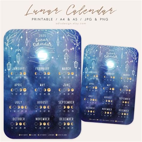Lunar Calendar 2021 Printable Moon Phases Calendar By