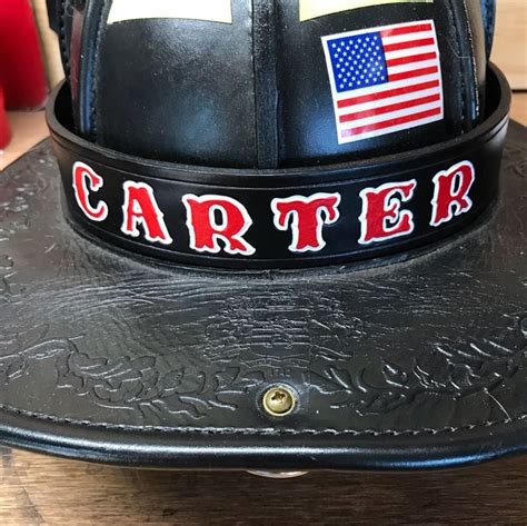 Custom Firefighter Leather Helmet Bands Etsy