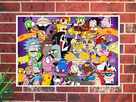Cartoon Collage Nickelodeon Poster 90s Cartoons Cn Etsy Australia