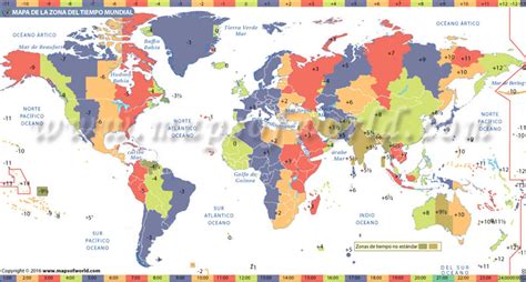 Mapa de la Zona Horaria Mundial - Zonas horarias de todos los países