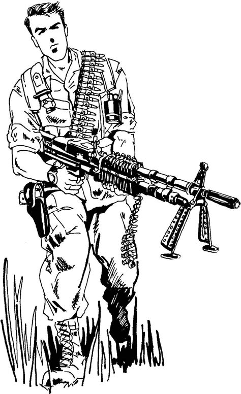 Warriors In Art Machinegunner Vietnam War By Jose Mari S