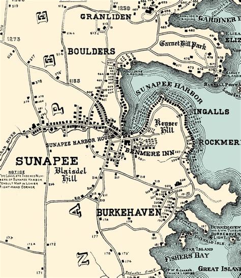 Two New Maps Of New Hampshire Lakes Lake Sunapee 1915 And Squam Lake
