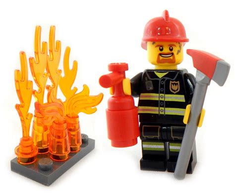 Lego Firefighter Minifig With Fire The Minifig Club