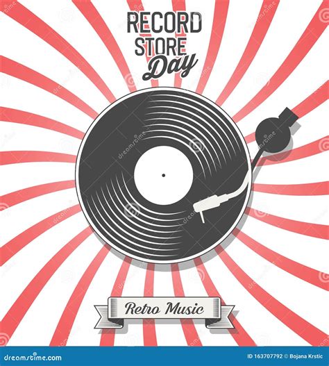 Retro Vinyl Record Store Day Background Stock Illustration